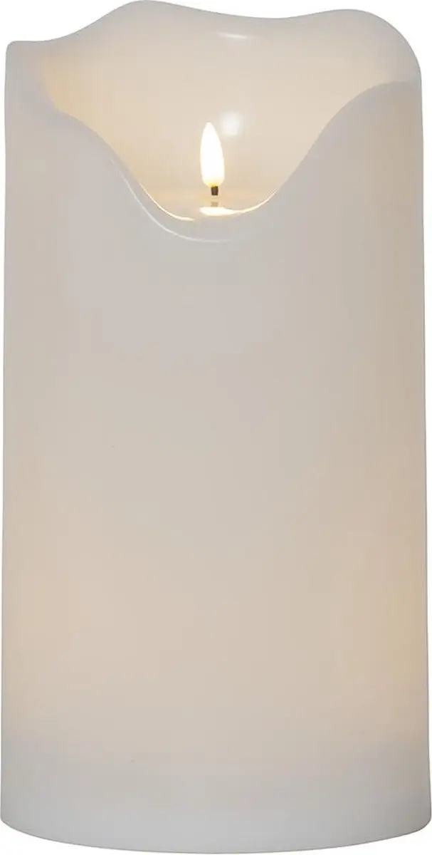 Star Trading kaars Flamme Grand, zuilkaars, wit, LED, timer, warm wit, voor buit