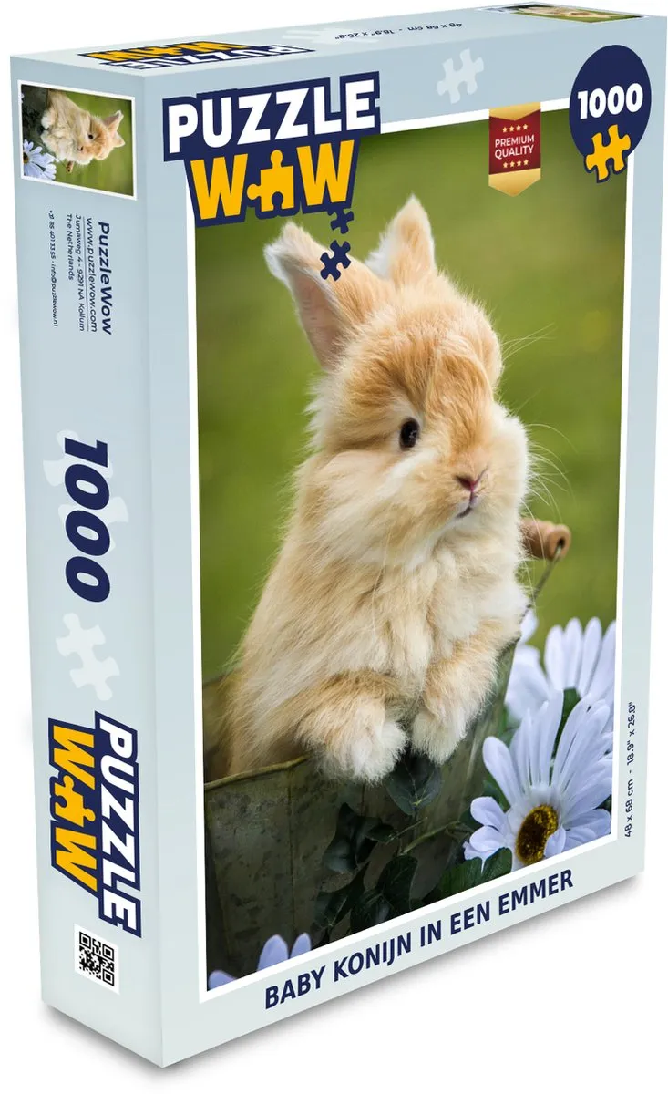 PuzzleWow Konijn Bloemen Legpuzzel 1000 Stuks