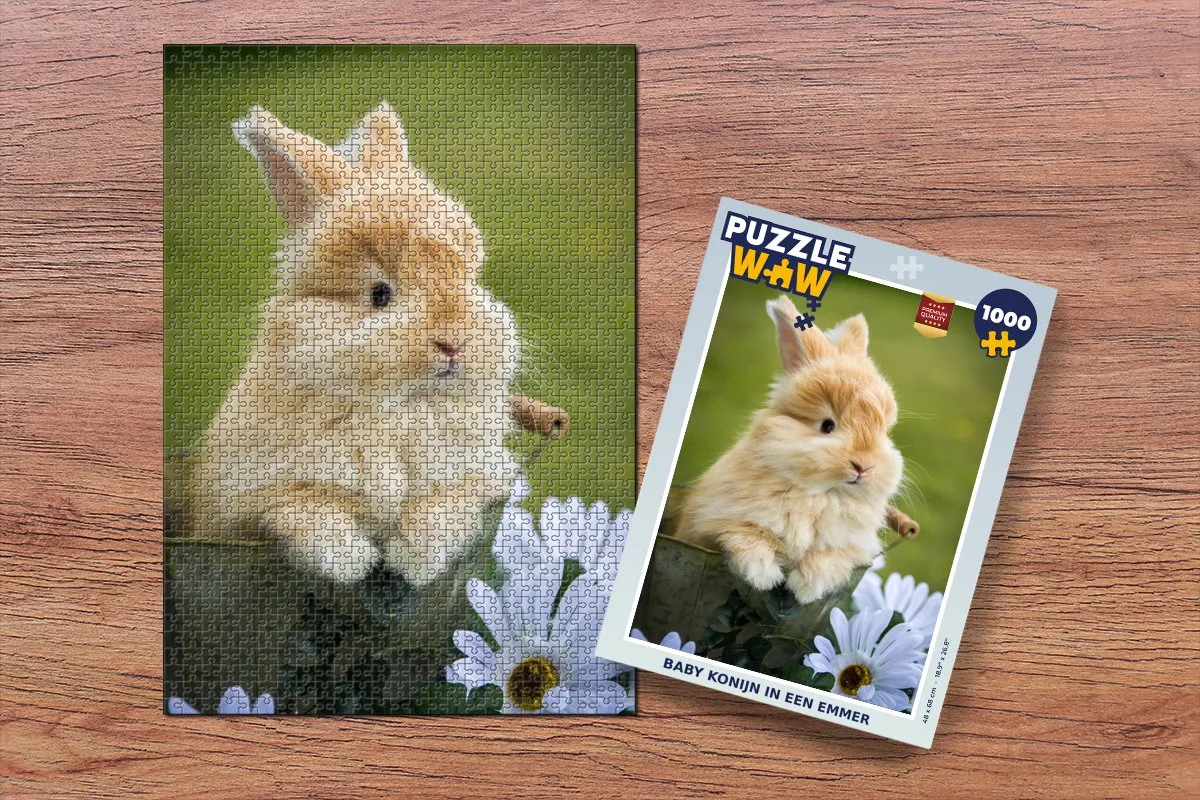 PuzzleWow Konijn Bloemen Legpuzzel 1000 Stuks - Multicolor