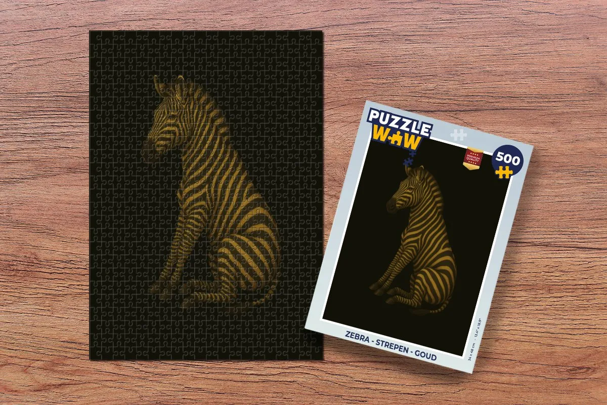 PuzzleWow Zebra Legpuzzel 500 Stuks - Goud