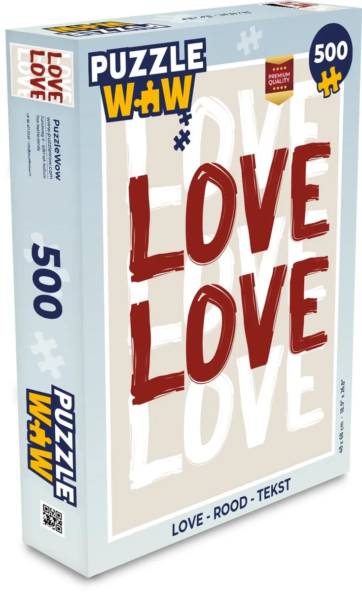 PuzzleWow Love Rood Legpuzzel 500 Stuks - 8721169389714