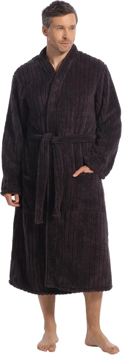 Ten Cate Basics badjas teddy stripe voor Heren