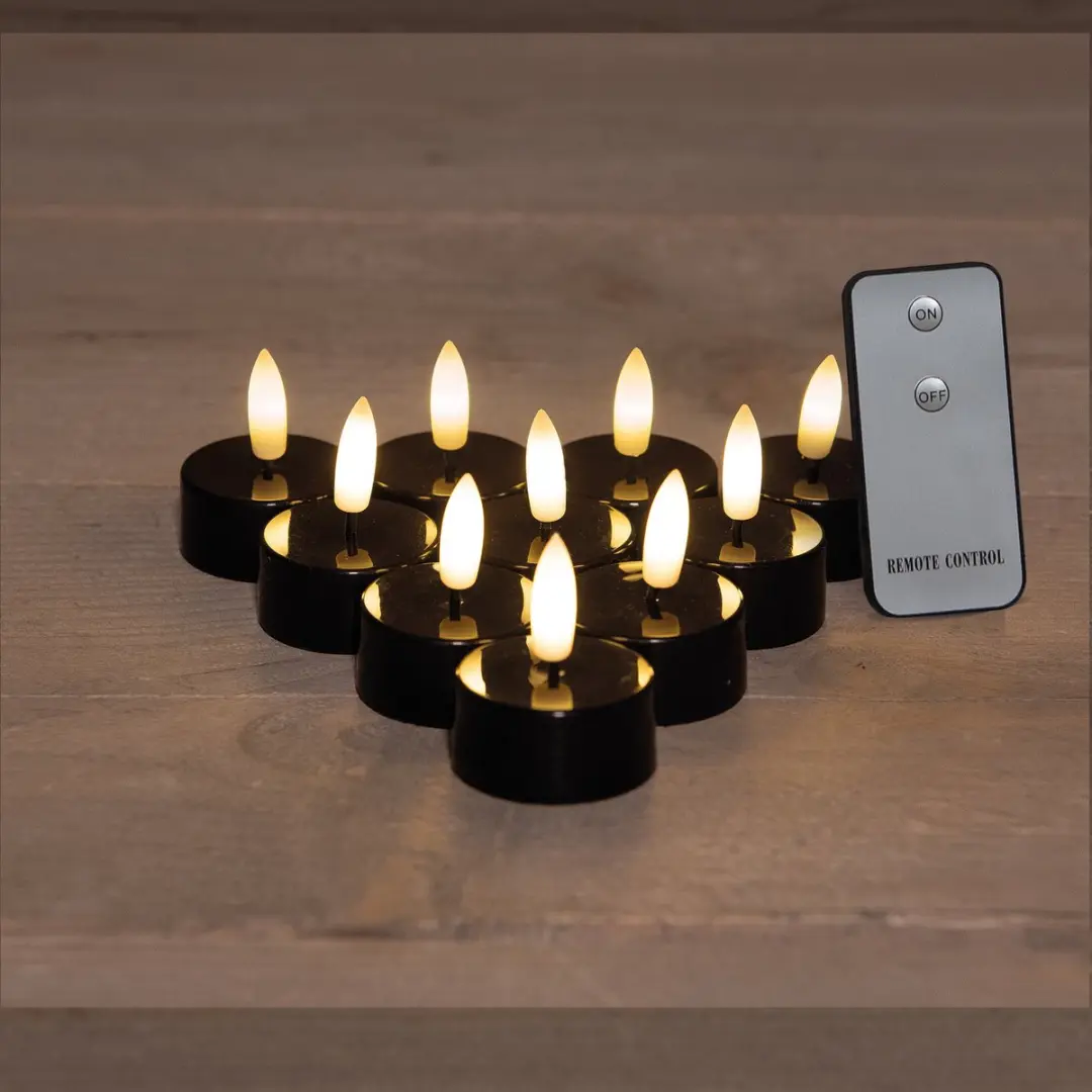 Anna's Collection LED Theelichtjes 10 Stuks - Zwart - afbeelding 2 van 2