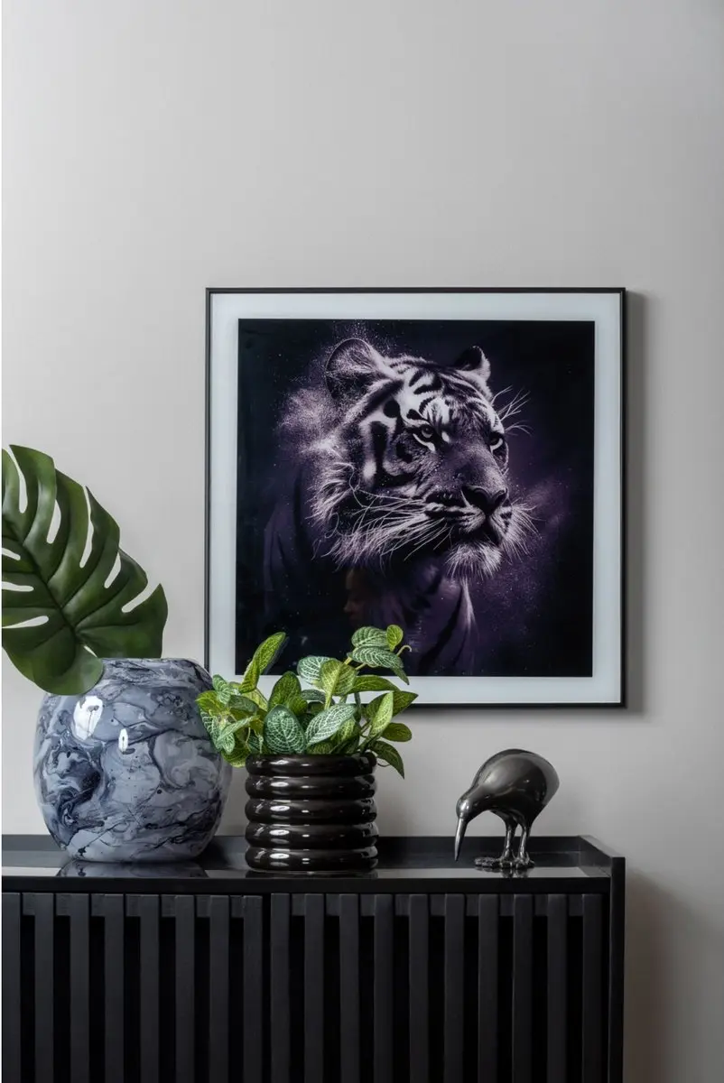 Present Time Tiger Wanddecoratie - 2x50x50cm - Zwart - afbeelding 4 van 4