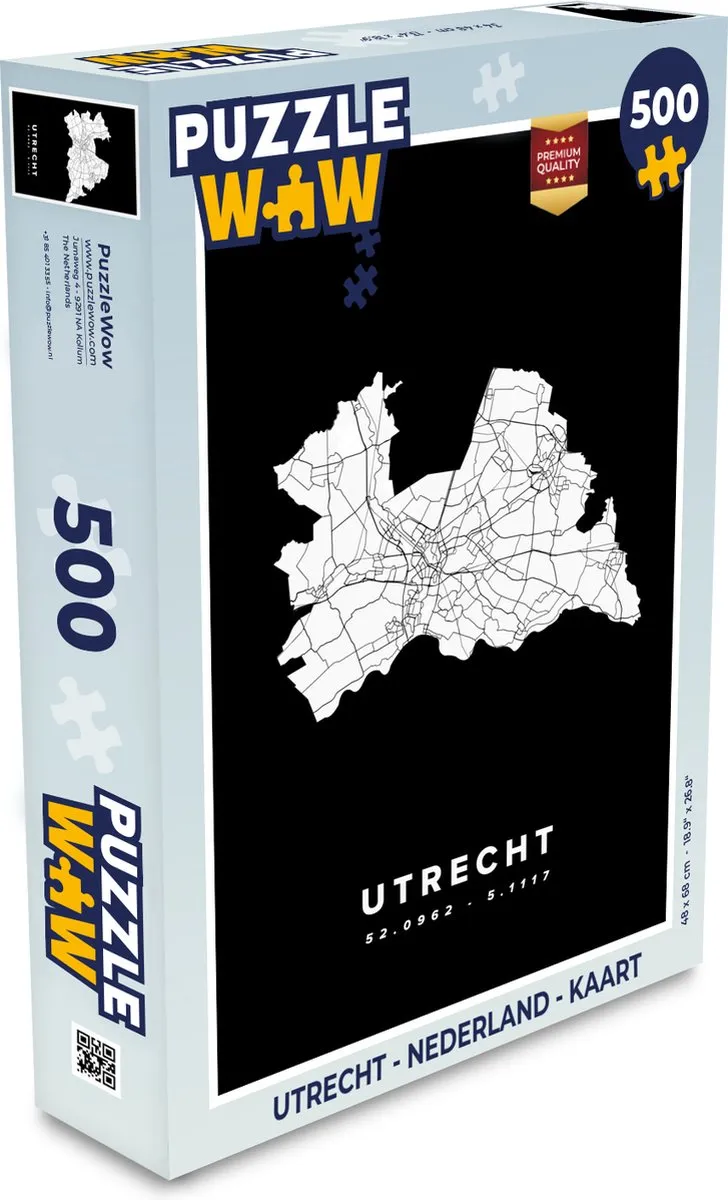PuzzleWow Utrecht Kaart Legpuzzel 500 Stuks