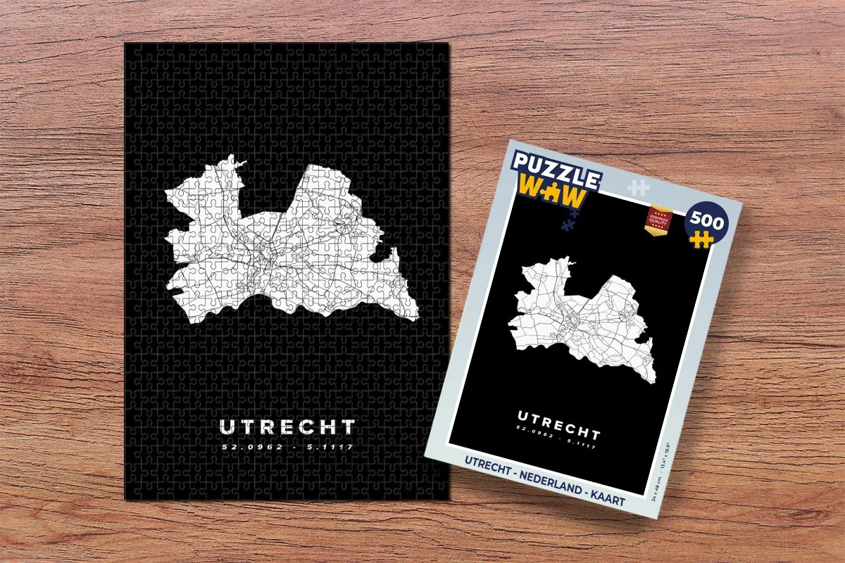 PuzzleWow Utrecht Kaart Legpuzzel 500 Stuks - Multicolor