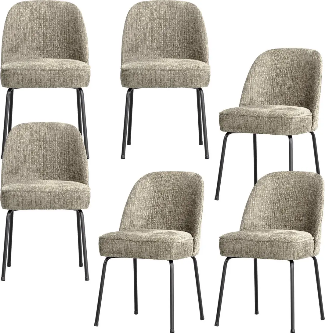WOOOD Vogue Eetkamerstoelen - Velvet - Wheatfield - Set van 6