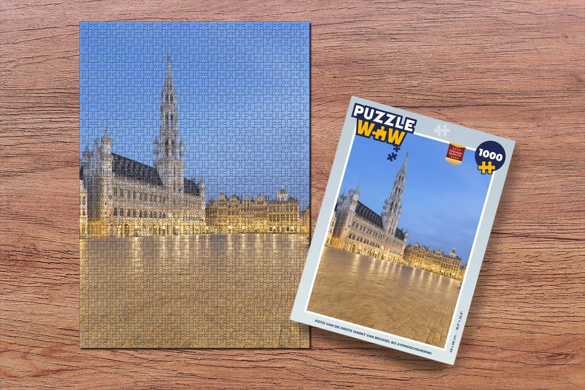 PuzzleWow Legpuzzel Brussel Avondschemering 1000 Stuks - Multicolor