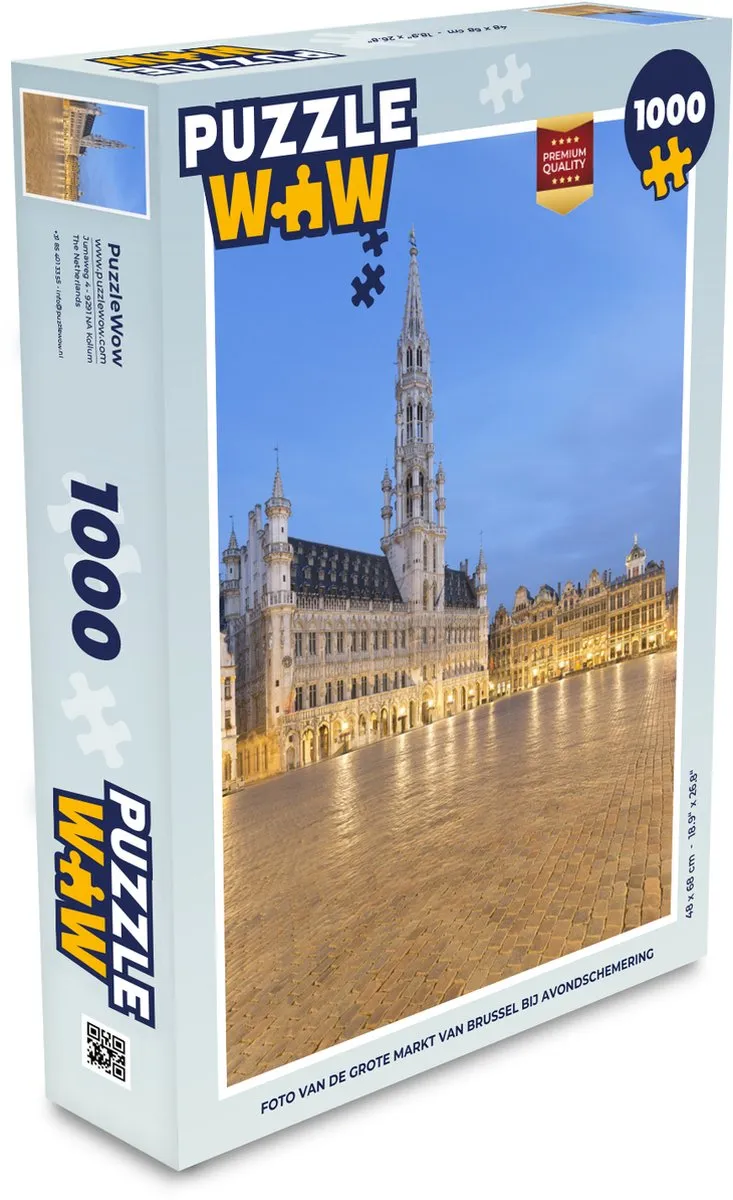 PuzzleWow Legpuzzel Brussel Avondschemering 1000 Stuks