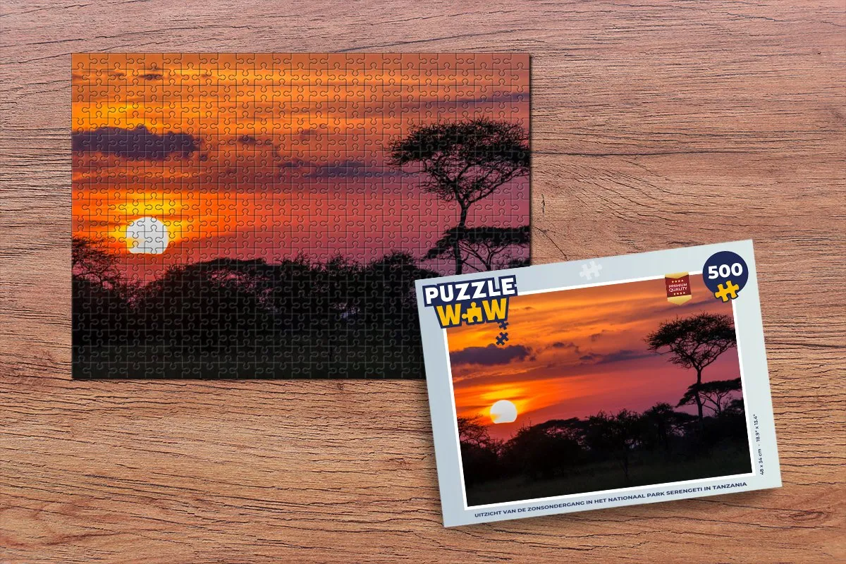 PuzzleWow Serengeti Zonsondergang Legpuzzel 500 Stuks - Multicolor