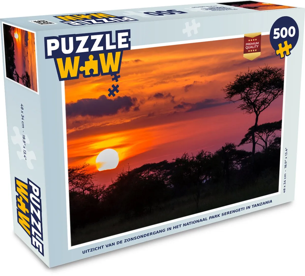 PuzzleWow Serengeti Zonsondergang Legpuzzel 500 Stuks - Multicolor