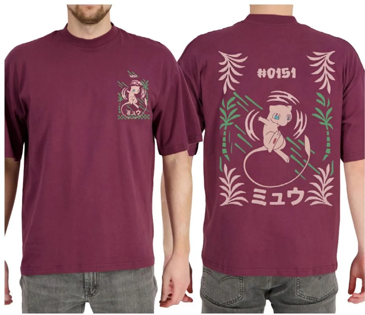 Pokémon Mew Heren T-shirt - XL - Bordeaux - afbeelding 6 van 6