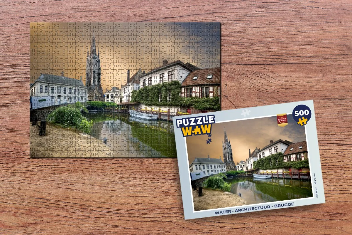 PuzzleWow Brugge Architectuur Legpuzzel 500 Stuks - Multicolor