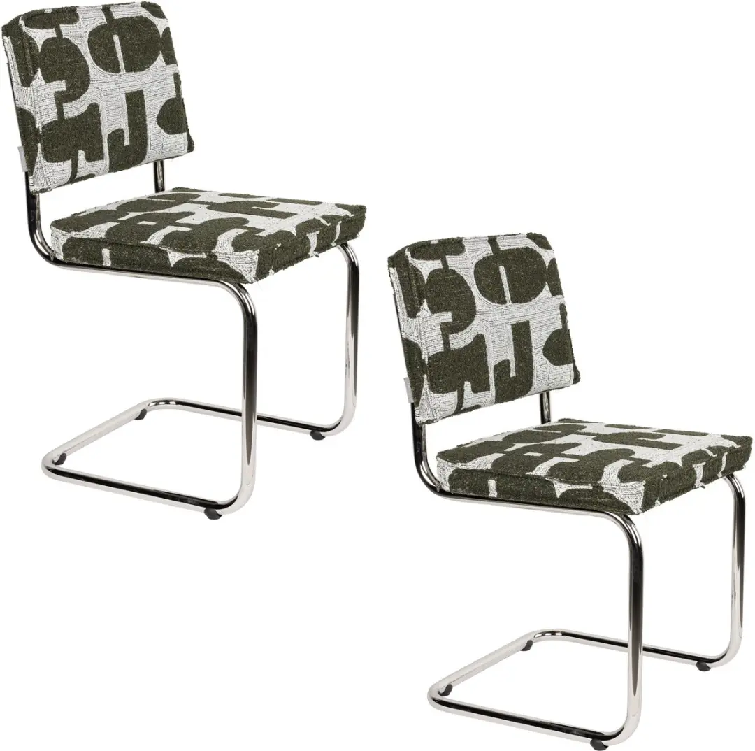 Zuiver Ridge Deco Symbols Eetkamerstoelen Groen