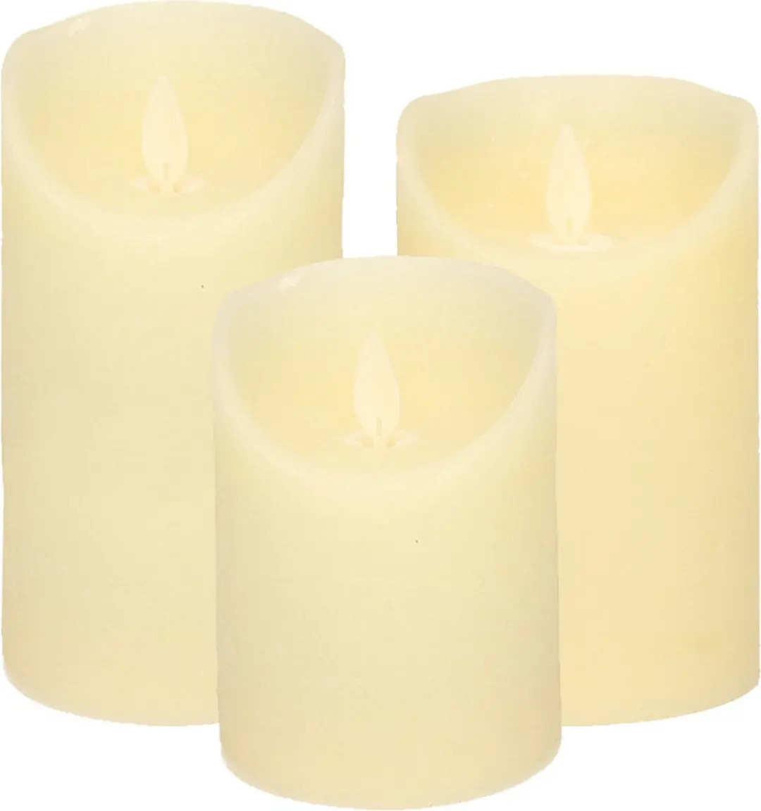 Set van 3x stuks Ivoor Witte Led kaarsen met bewegende vlam