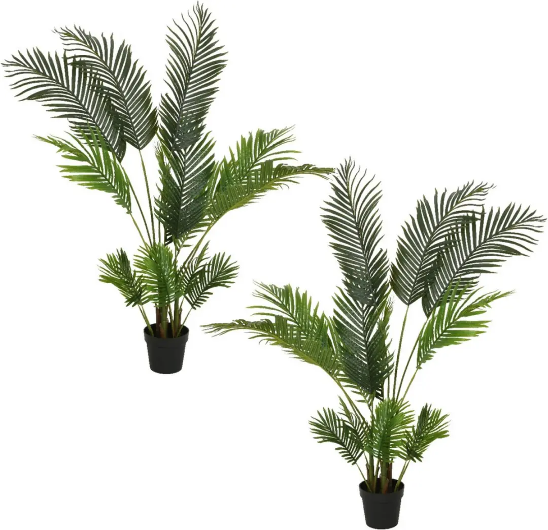 Set van 2x stuks groene Palm Areca/goudpalm kunstplanten 150 cm in pot
