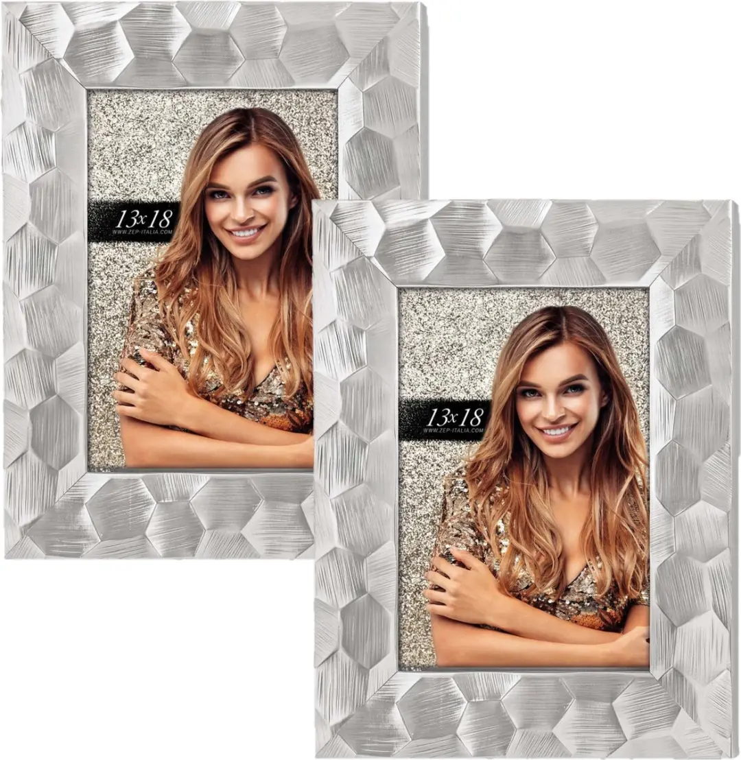 2x stuks kunststof fotolijstje zilver met honinggraatstructuur 26 x 36 cm geschi
