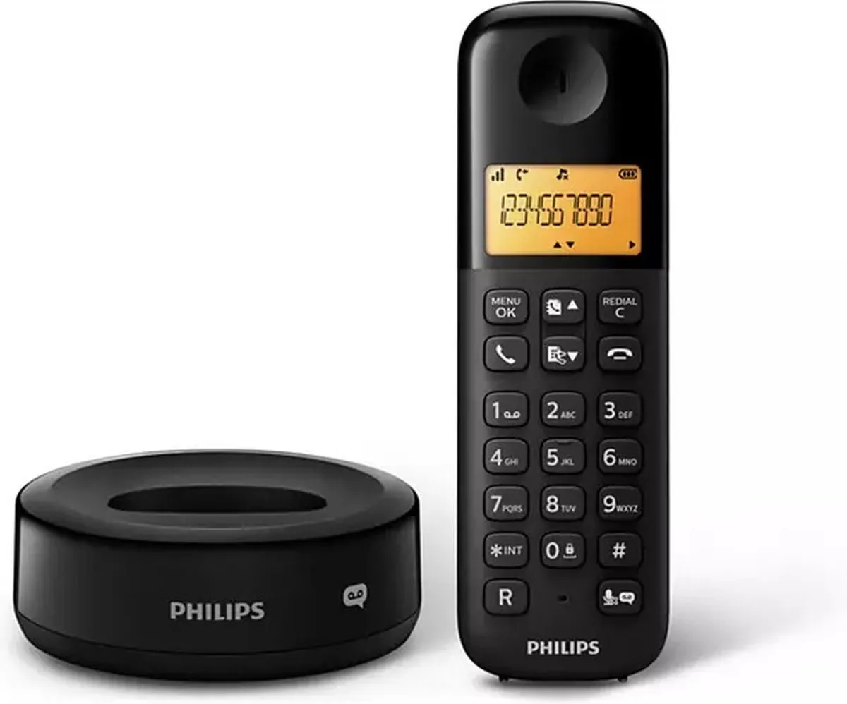 Philips D1651B/01 DECT Telefoon - 10u Spreektijd - Zwart