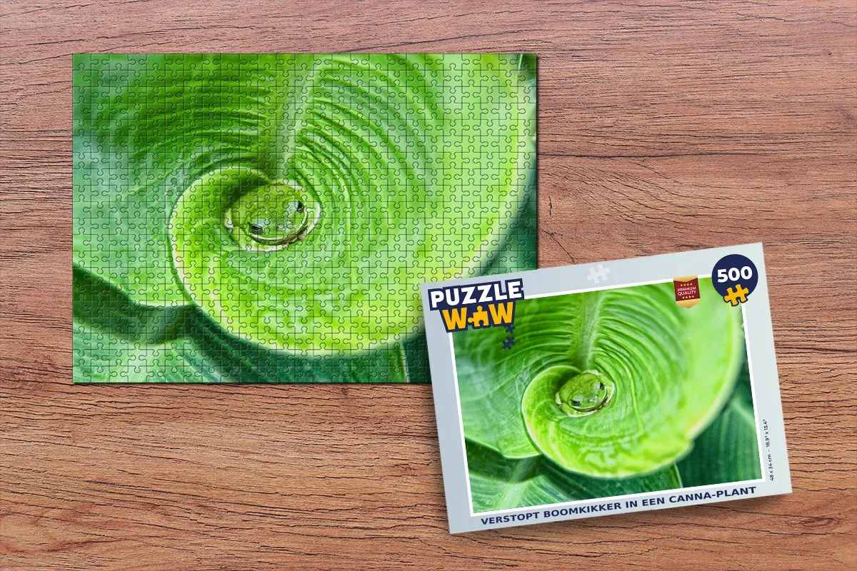PuzzleWow Verstopt Boomkikker Canna-plant Legpuzzel 500 Stuks - Multicolor