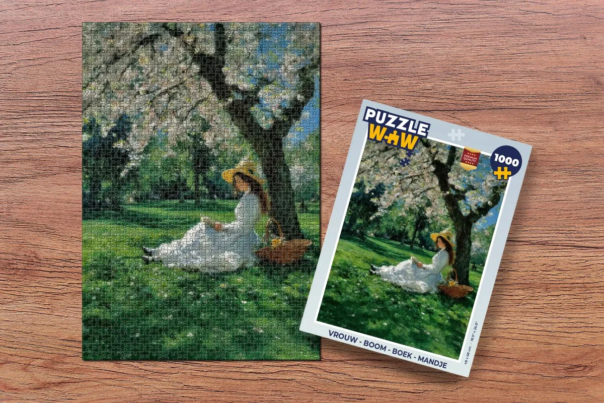 PuzzleWow Boom Legpuzzel 1000 Stuks - Vrouw/Bomen/Buch