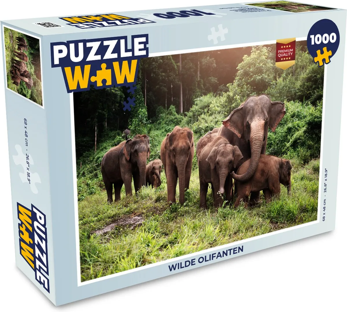 PuzzleWow Wilde Olifanten Legpuzzel 1000 Stuks