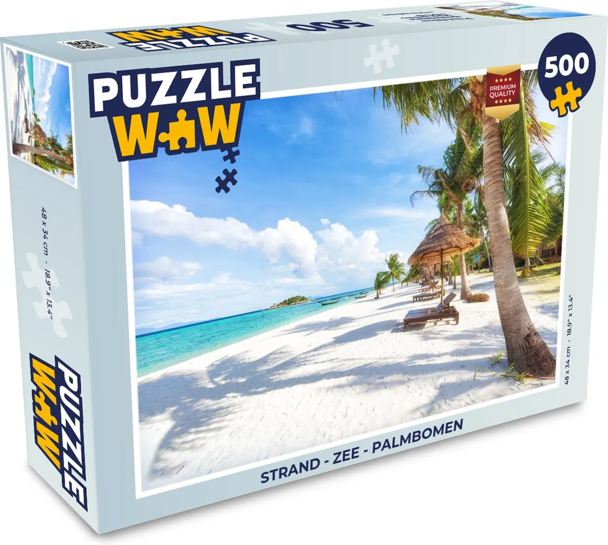 PuzzleWow Legpuzzel Strand - Zee - Palmbomen 500 Stuks - Multicolor