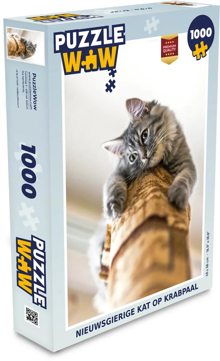 PuzzleWow Kat Krabpaal Legpuzzel 1000 Stuks
