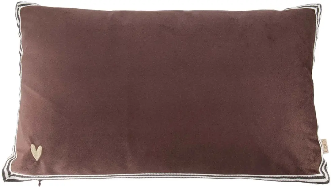 Zusss Cushion Velvet Heart 30X50cm 100% Polyester Dark Brown