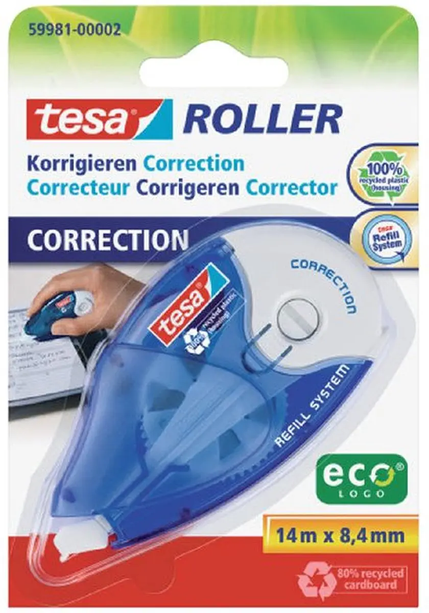Correctietape tesa eco 8.4mm navulbaar blister