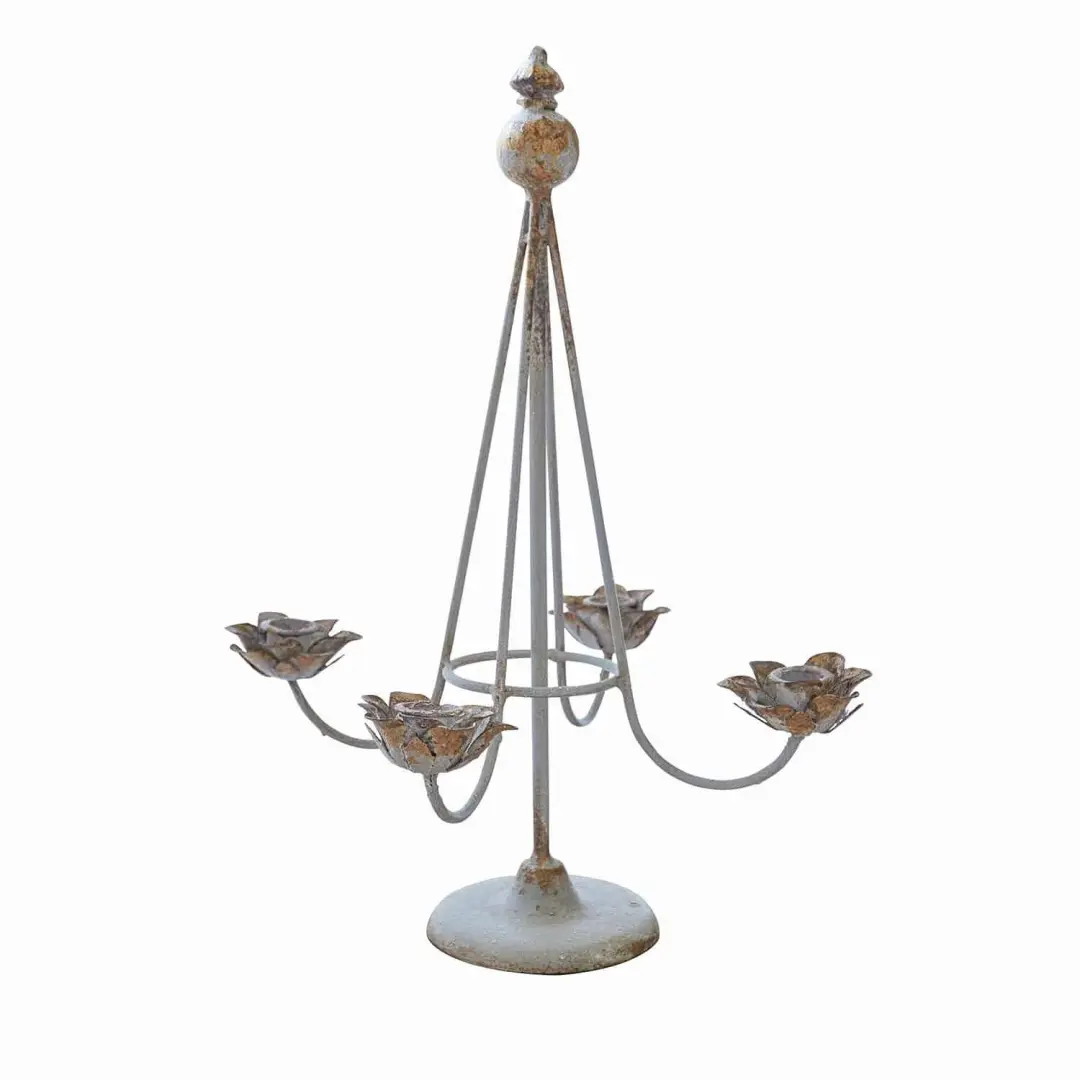 Loberon Liyanah Kaarsenhouder - Ø27cm - Antiekgrijs/Goud - afbeelding 5 van 5