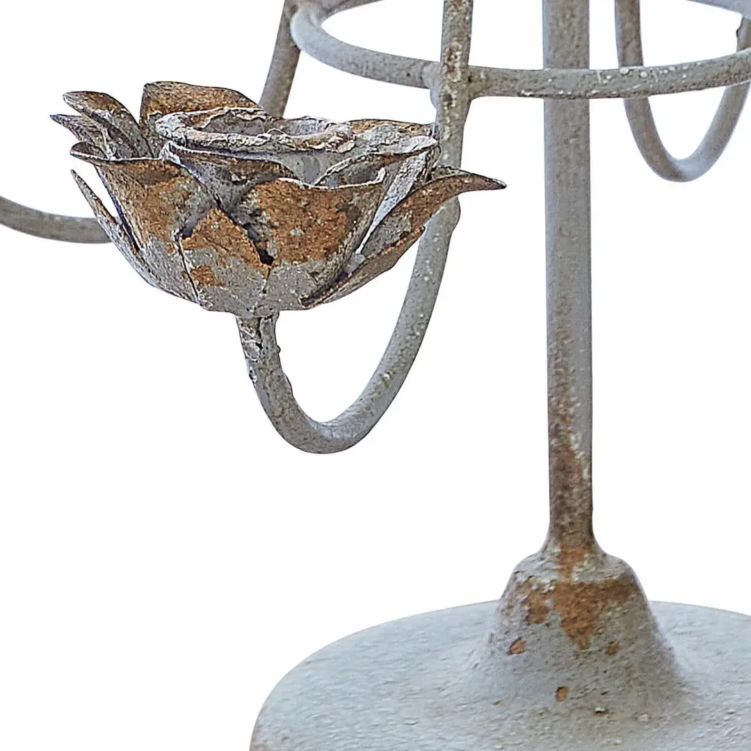 Loberon Liyanah Kaarsenhouder - Ø27cm - Antiekgrijs/Goud - afbeelding 2 van 5