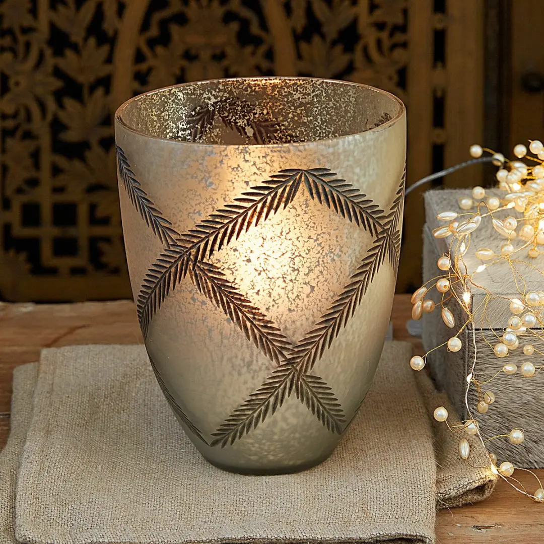 Loberon Windlicht Porcielle 16cm - Antiekzilverkleurig - afbeelding 6 van 6