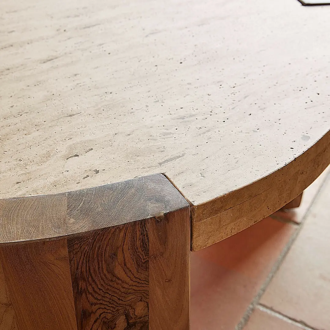 Loberon Selvano Salontafel - Ø80cm - Bruin - afbeelding 2 van 6