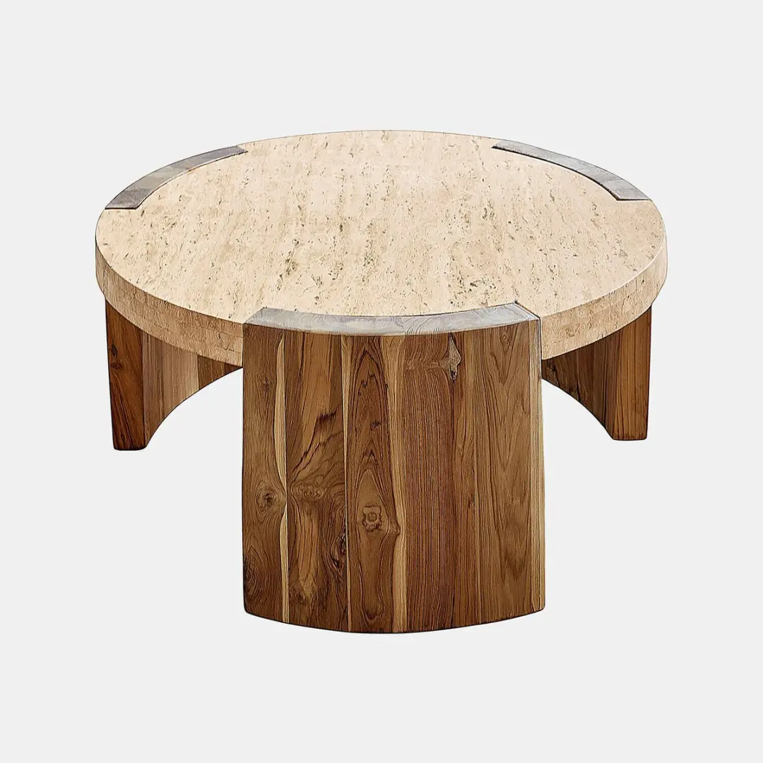Loberon Selvano Salontafel - Ø80cm - Bruin - afbeelding 3 van 6