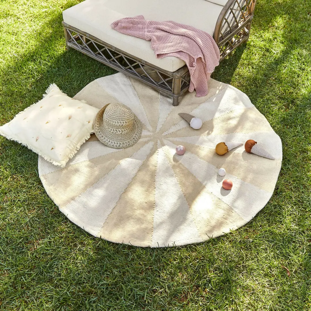 Loberon Wobbilo Vloerkleed 120cm - Beige/Crème - afbeelding 3 van 6