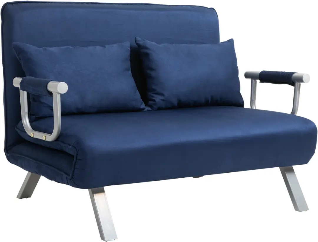HOMCOM Sofa Bed Sofa Bed met verstelbare rugleuning, kussens, 2-zitplaatsen bank