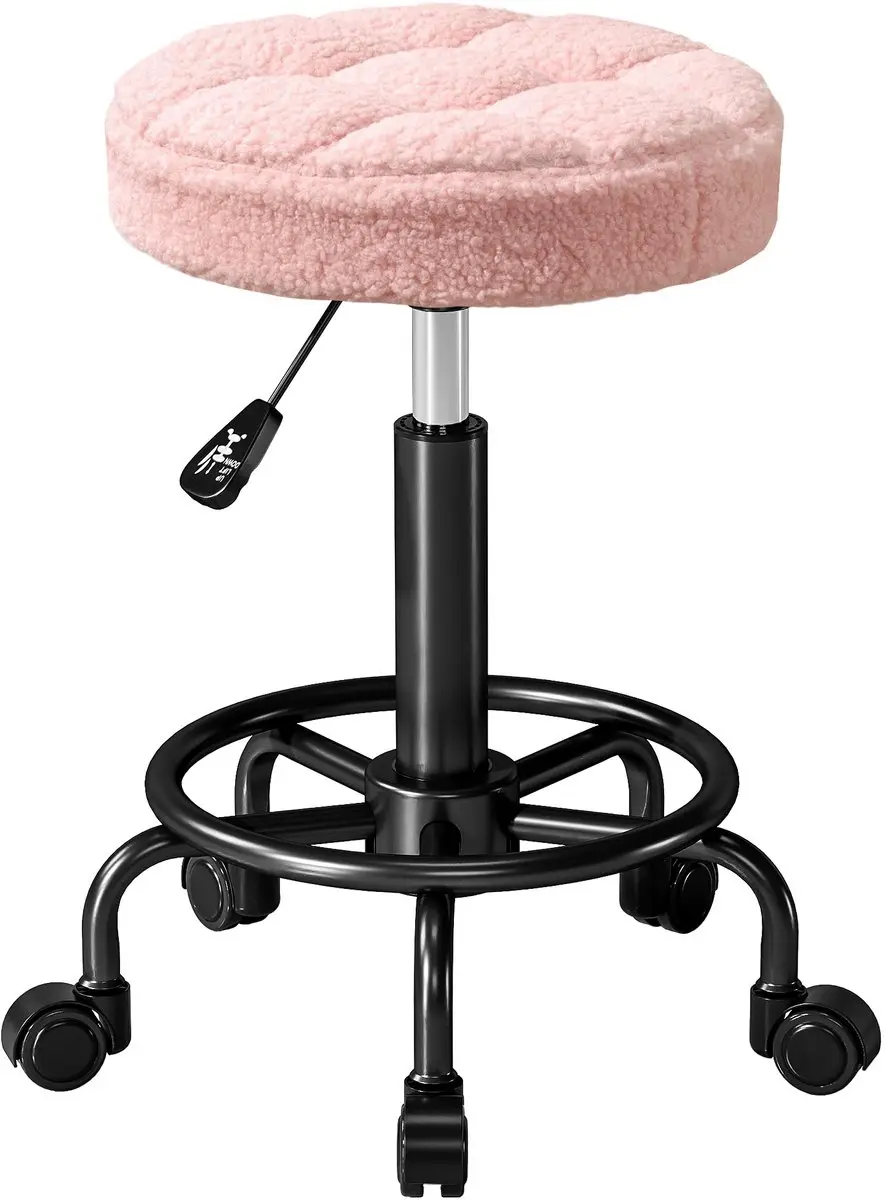 HOMCOM Salonkruk Polyester, Metaal Ø50 x 50-66H cm Roze