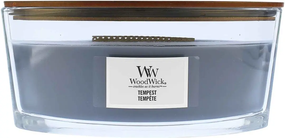 WoodWick Heartwick Flame Ellipse Geurkaars - Tempest 454g - Blauw - afbeelding 2 van 2