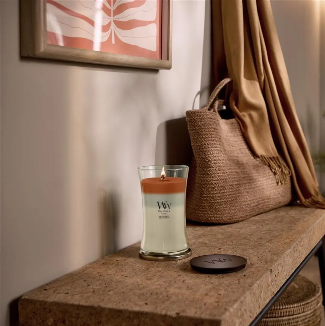 WoodWick Hourglass Trilogy Vanilla Embers Geurkaars - 60 Branduren - afbeelding 4 van 5