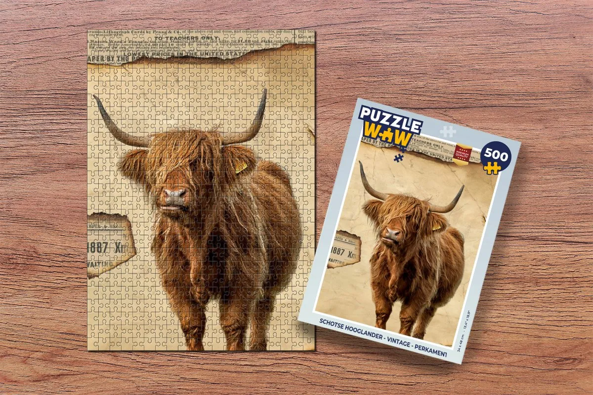 PuzzleWow Schotse Hooglander Legpuzzel 500 Stuks - Multicolor