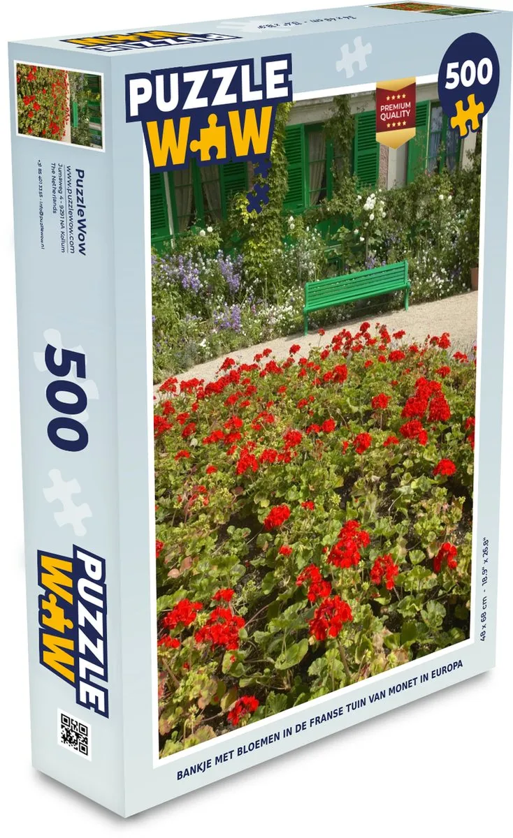 PuzzleWow Monet Franse Tuin Legpuzzel 500 Stuks - Multicolor