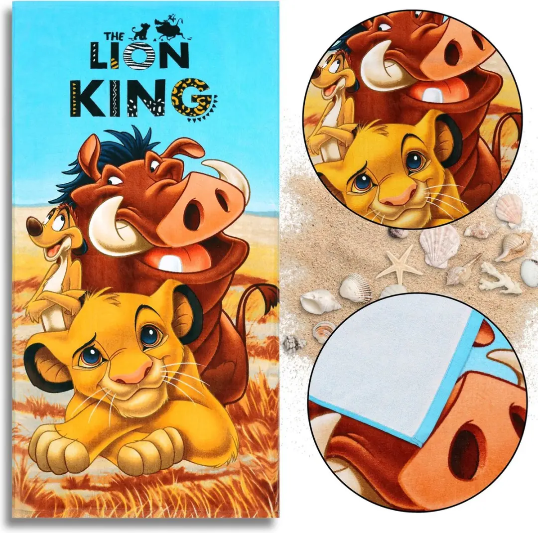 DISNEY The Lion King Katoenen strandlaken, zwembadlaken SNELDROOG 70x140 cm OEKO