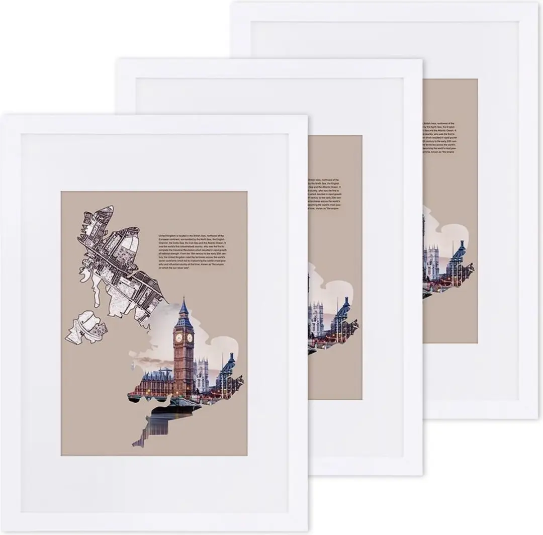 Songmics Fotolijst Set 3 Stuks 33x45cm Wit