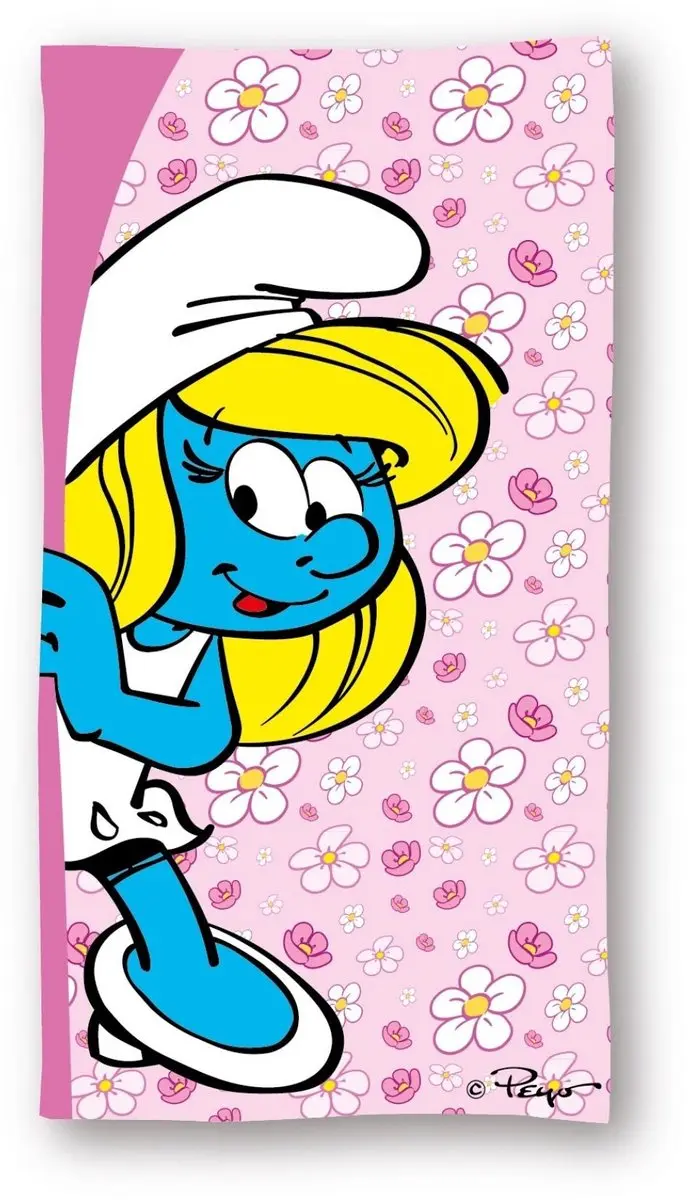 De Smurfen Strandlaken 70x140cm Roze - afbeelding 2 van 3
