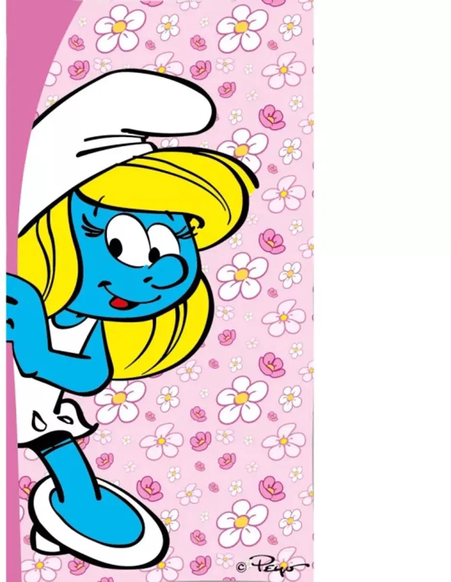 De Smurfen Strandlaken 70x140cm Roze - afbeelding 3 van 3