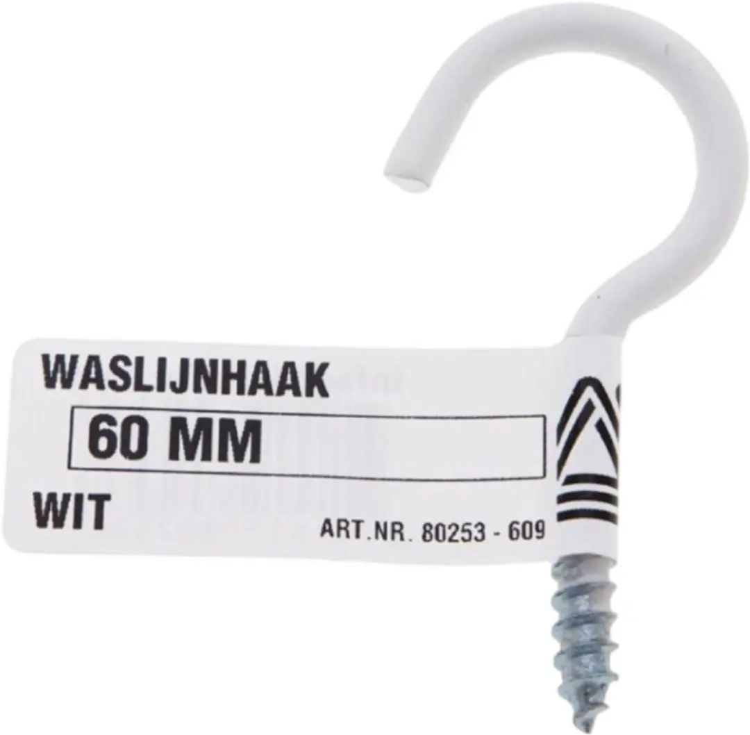 Deltafix Waslijnhaak 60mm - Wit - afbeelding 2 van 2