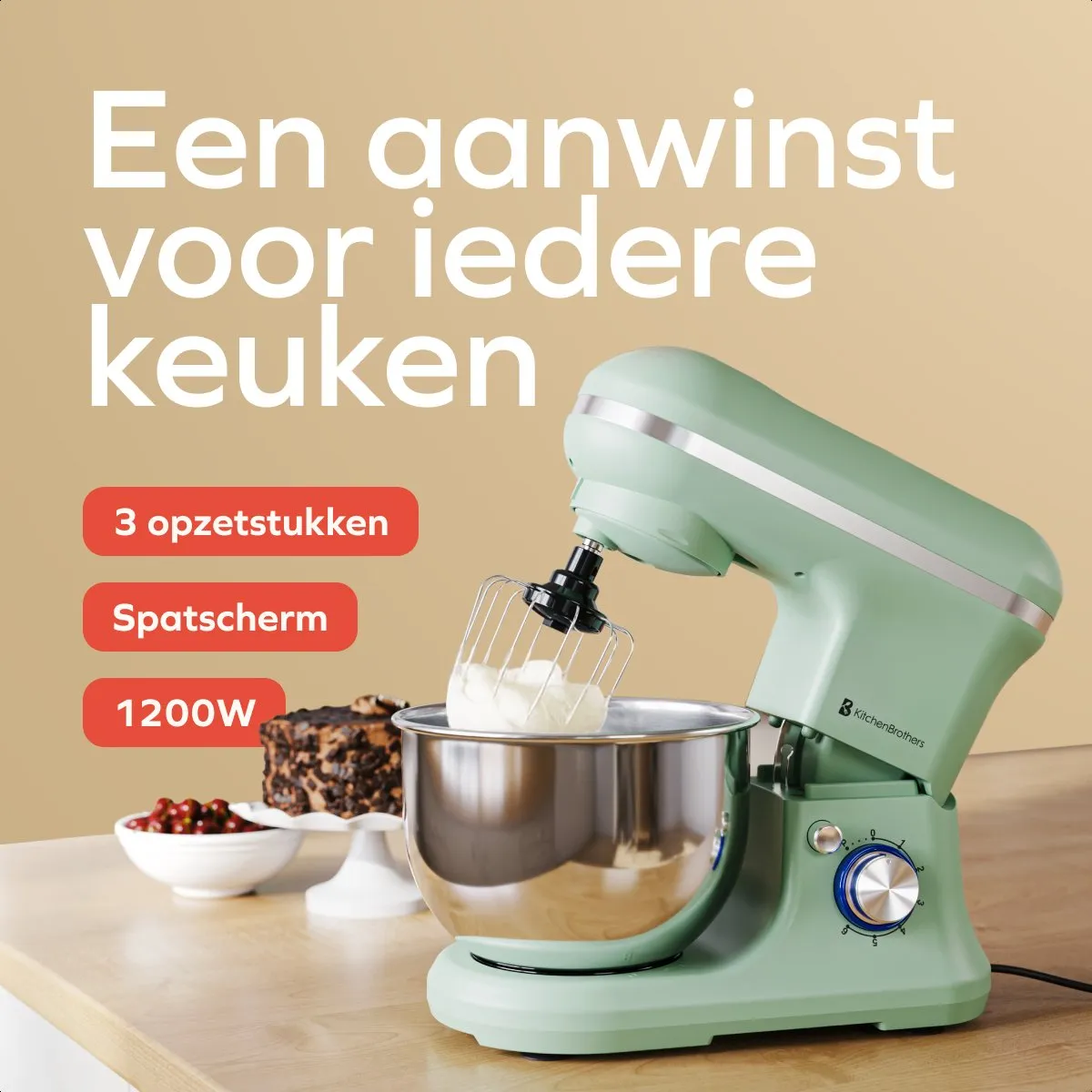 KitchenBrothers 1200W Keukenmachine 5L - Pastelgroen