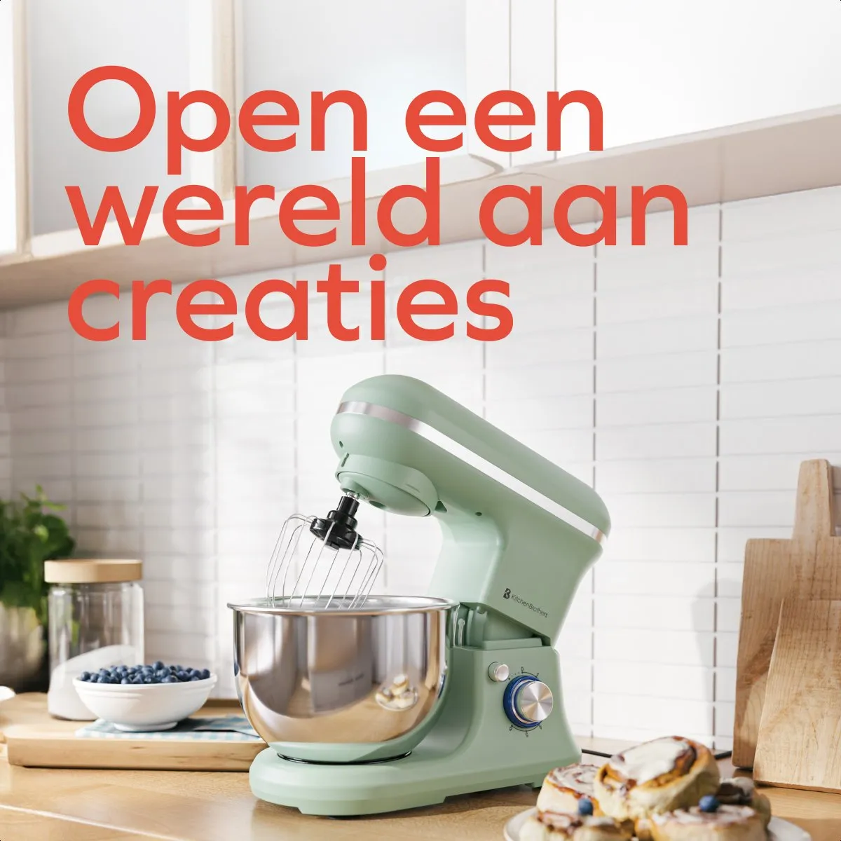 KitchenBrothers 1200W Keukenmachine 5L - Pastelgroen