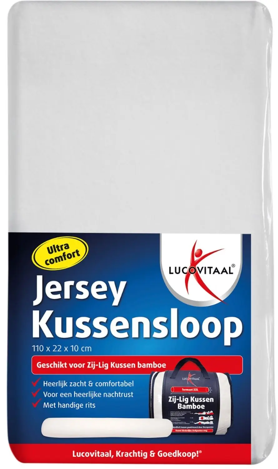 Lucovitaal Jersey Zij-lig Kussensloop 110x22x10cm Wit