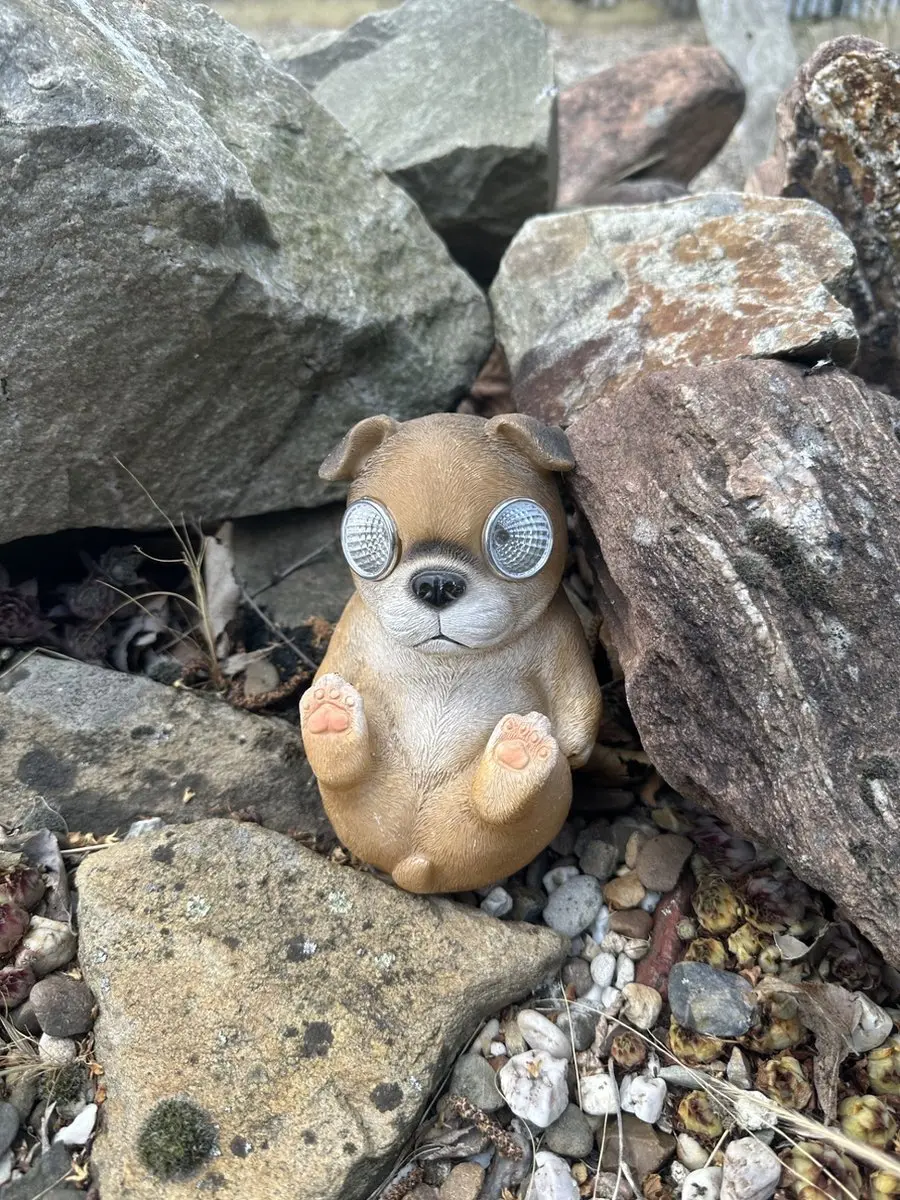 Polyresin solarlamp "zittende hond"